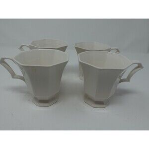 Nikko Classic Collection Japan Octagon White Footed Coffee / Tea Cups Set of 4
